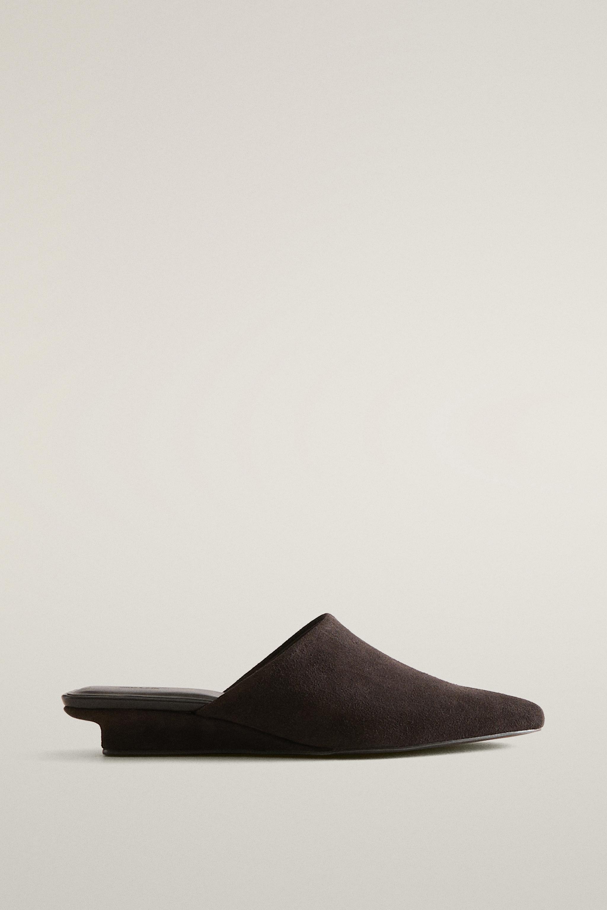 SPLIT LEATHER WEDGE MULES - Brown | ZARA United States