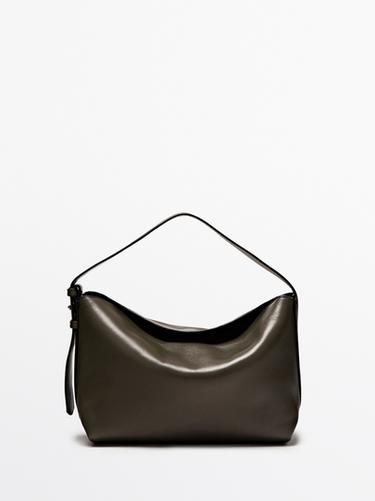 Zara Small nappa leather shoulder bag - Khaki - Image 0