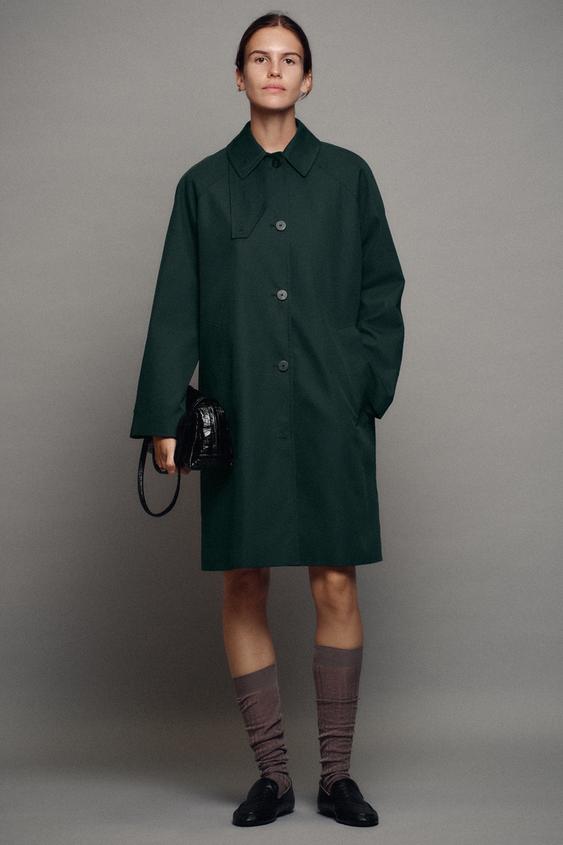TRENCH MIDI ZW COLLECTION - Verde gris de Zara - Imagen 0