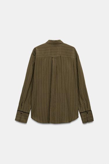 ZW COLLECTION STRIPED FLOWING SHIRT - Brown-Blue by Zara - Image 6