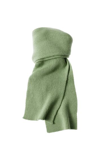 צעיף סריג מבד כותנה מעורב - ירוק חזק של Zara