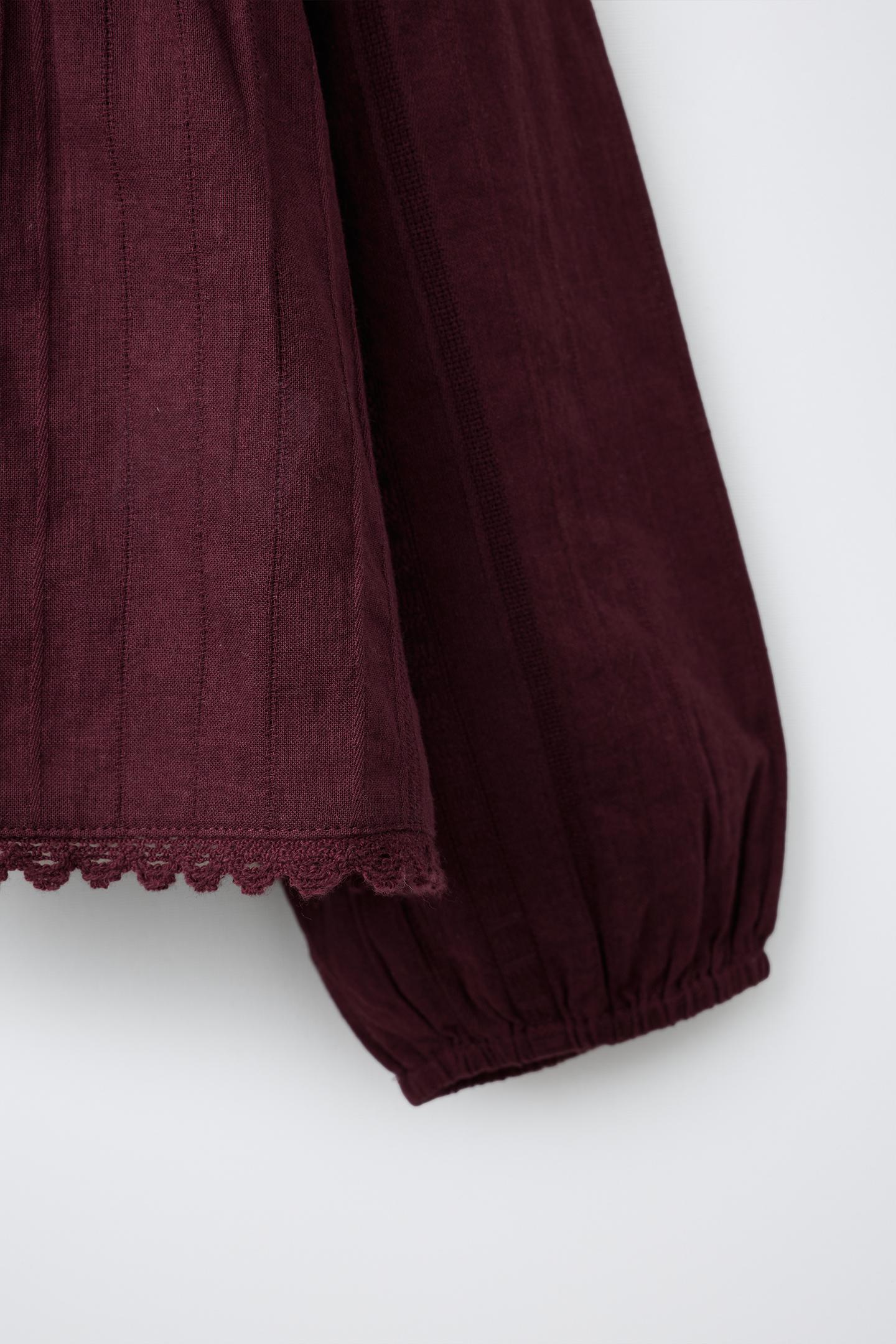 Детская рубашка Zara Romantic Lace, цвет: Бордовый — фото 4