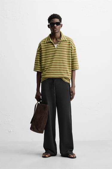 INTERLOCK TEXTURED WIDE-LEG TROUSERS - Black by Zara - Image 0