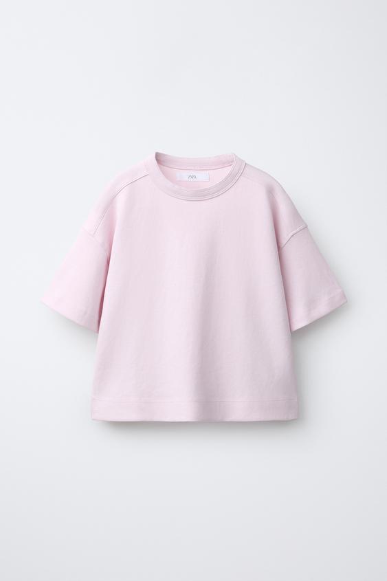 CAMISETA BÁSICA INTERLOCK - Rosa de Zara - Imagen 0