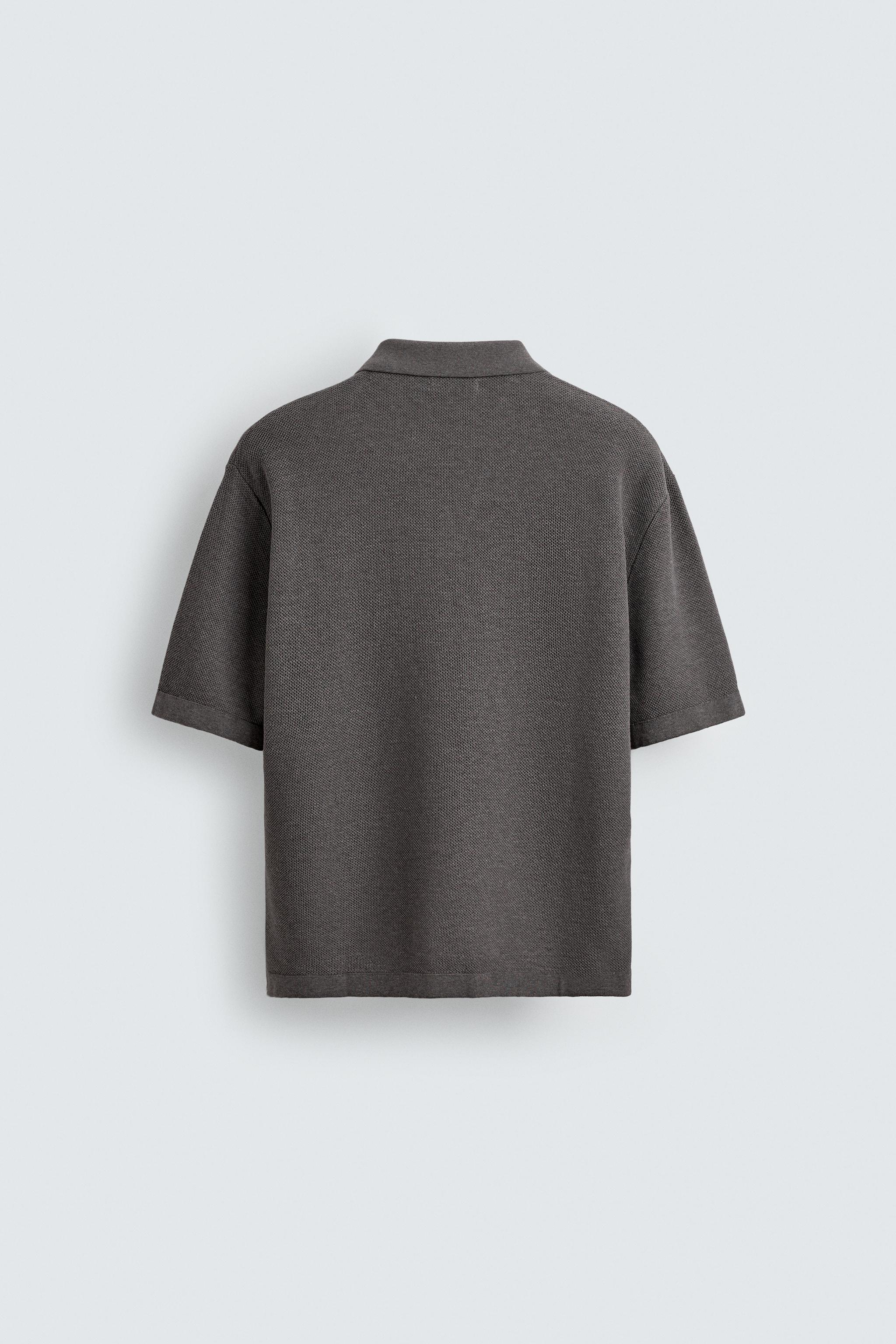 RELAXED FIT KNIT POLO SHIRT - Gray | ZARA United States