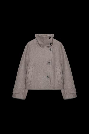 CHAQUETA CUELLO SUBIDO - Tostado de Zara - Imagen 0