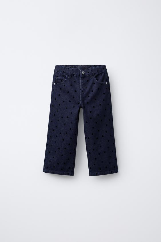 JEAN LARGE CŒURS FLOCK - Bleu | ZARA Belgique / Belgium