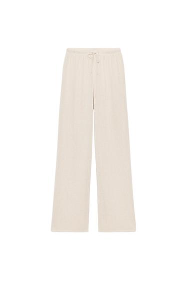 RUSTIC WIDE-LEG TROUSERS - Light beige by Zara