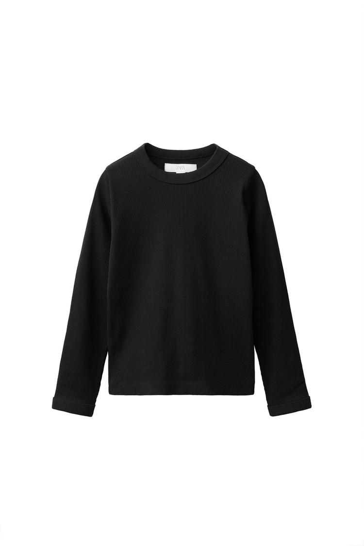RIBBED T-SHIRT — Black
