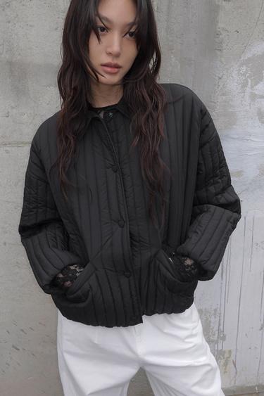 Zara 心形紐扣絎縫外套 - 黑色