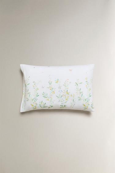 LEAF AND FLORAL PRINT SATEEN PILLOWCASE - Oyster-white by Zara - Image 3