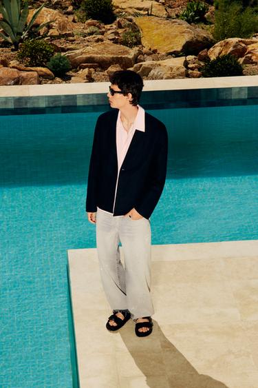 COTTON-LINEN SUIT BLAZER - Black by Zara