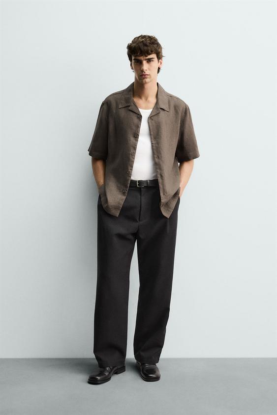 CAMISA RELAXED FIT 100% LINO - Marrón / Topo de Zara - Imagen 0