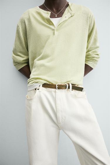 100% HEMP HENLEY JUMPER - Light green by Zara - Image 5