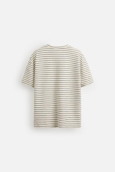 STRIPED JACQUARD T-SHIRT - Ecru / Navy by Zara - Image 8