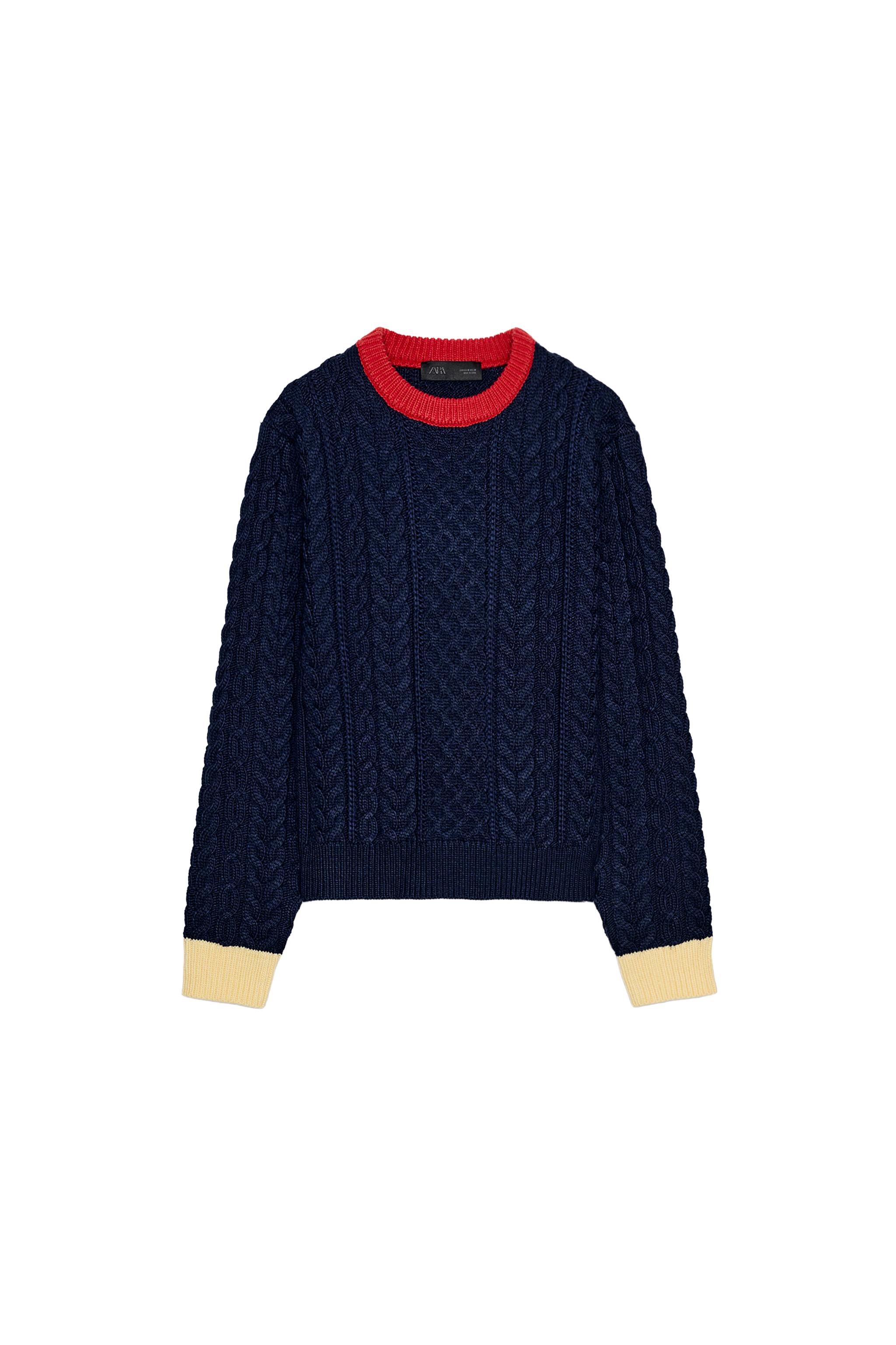 ケーブルニットカラーブロックセーター - マルチカラ― | ZARA Japan / 日本