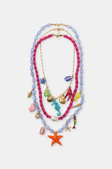 PACK OF 3 MARINE CHARM NECKLACES - Multicoloured by Zara