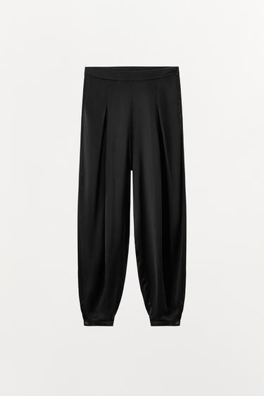 플루이드 새틴 봄바초 팬츠 - Zara 블랙