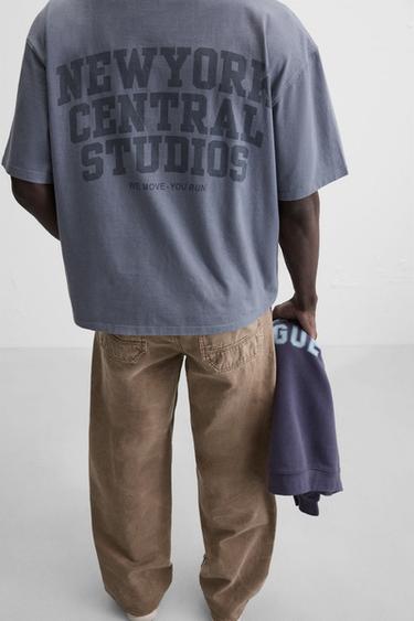 FADED T-SHIRT WITH SLOGANS - Purple by Zara - Image 5
