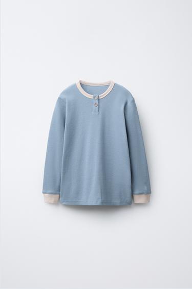 2-6 YEARS/ CONTRAST RIBBED PYJAMAS - Blue by Zara - Image 1