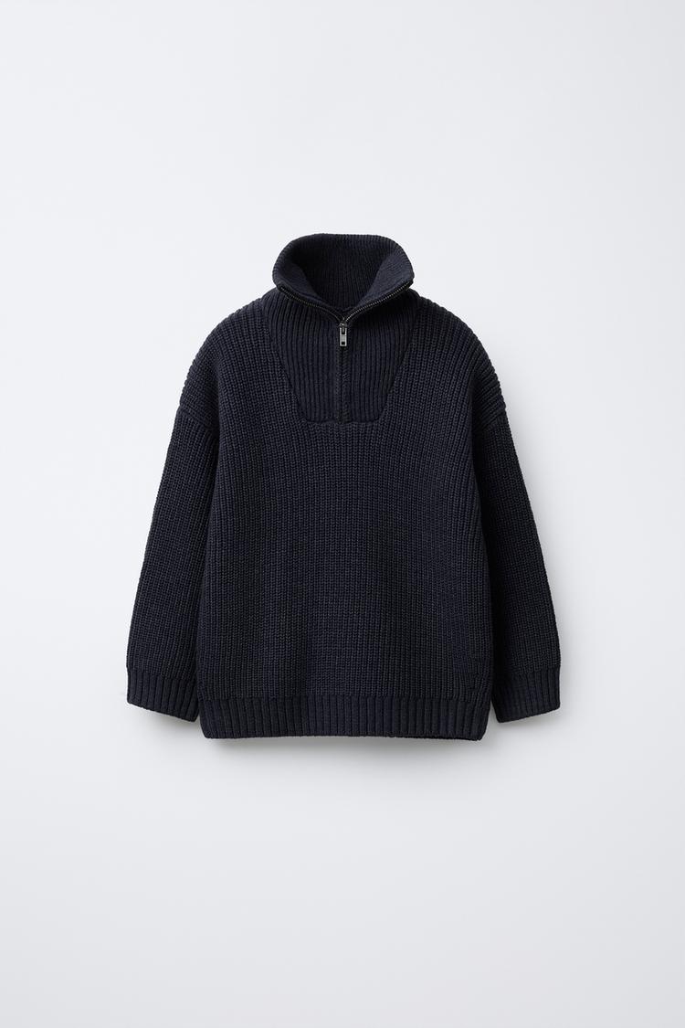 ZIP-UP KNIT SWEATER Blue marl ZARA Ireland