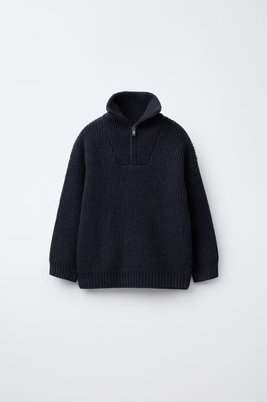 TRICOT TRUI MET RITS - Blauw gemêleerd van Zara