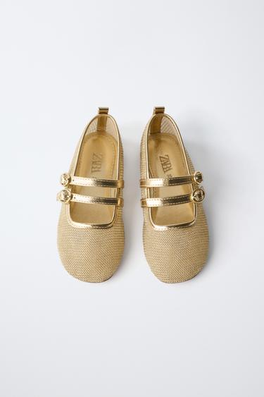 BALLERINES DOUBLE BRIDE MÉTALLISÉES - Or de Zara - Image 3