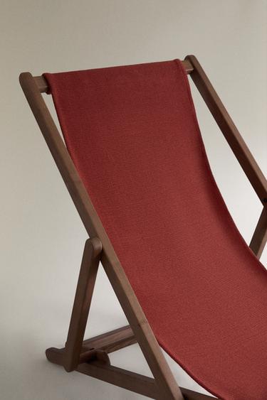 CHAISE LONGUE PLIANTE BOIS ET COTON - Rouge de Zara - Image 1