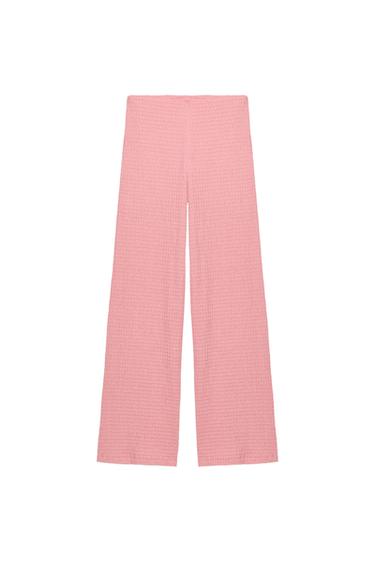 TEXTURED STRAIGHT-LEG TROUSERS - Pale pink by Zara