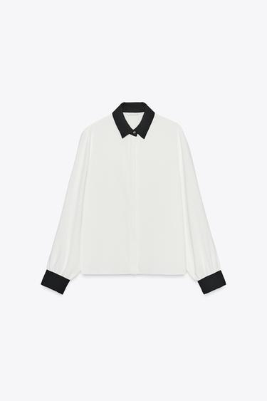 CAMISA COMBINADA - Blanco roto de Zara