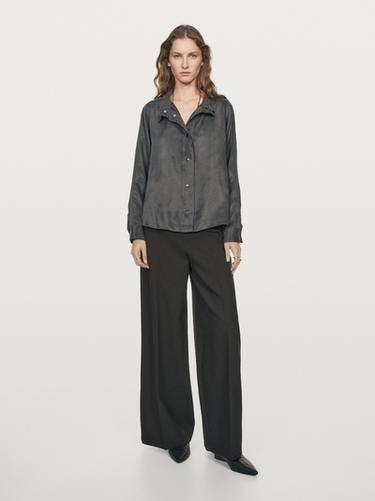 Zara Flowing shirt with snap buttons - Gray - Image 0