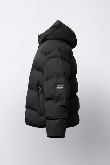 WATER-REPELLENT LABEL PUFFER COAT - Black by Zara - Image 2