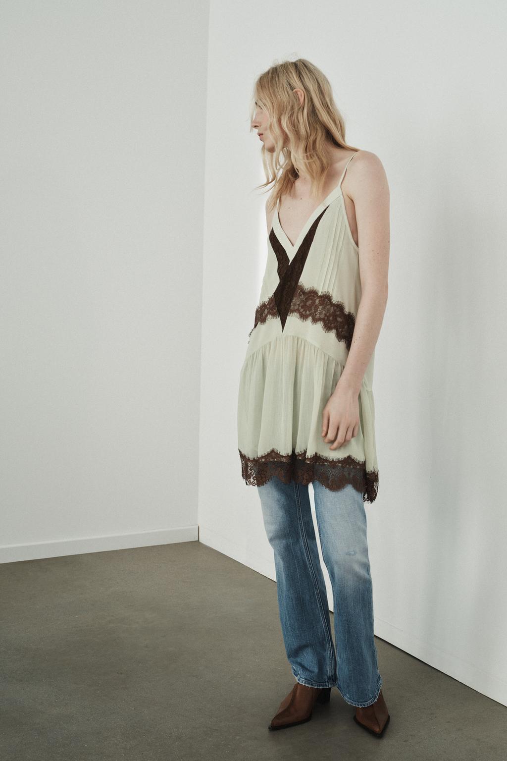 SHORT COMBINATION LACE DRESS - image 2