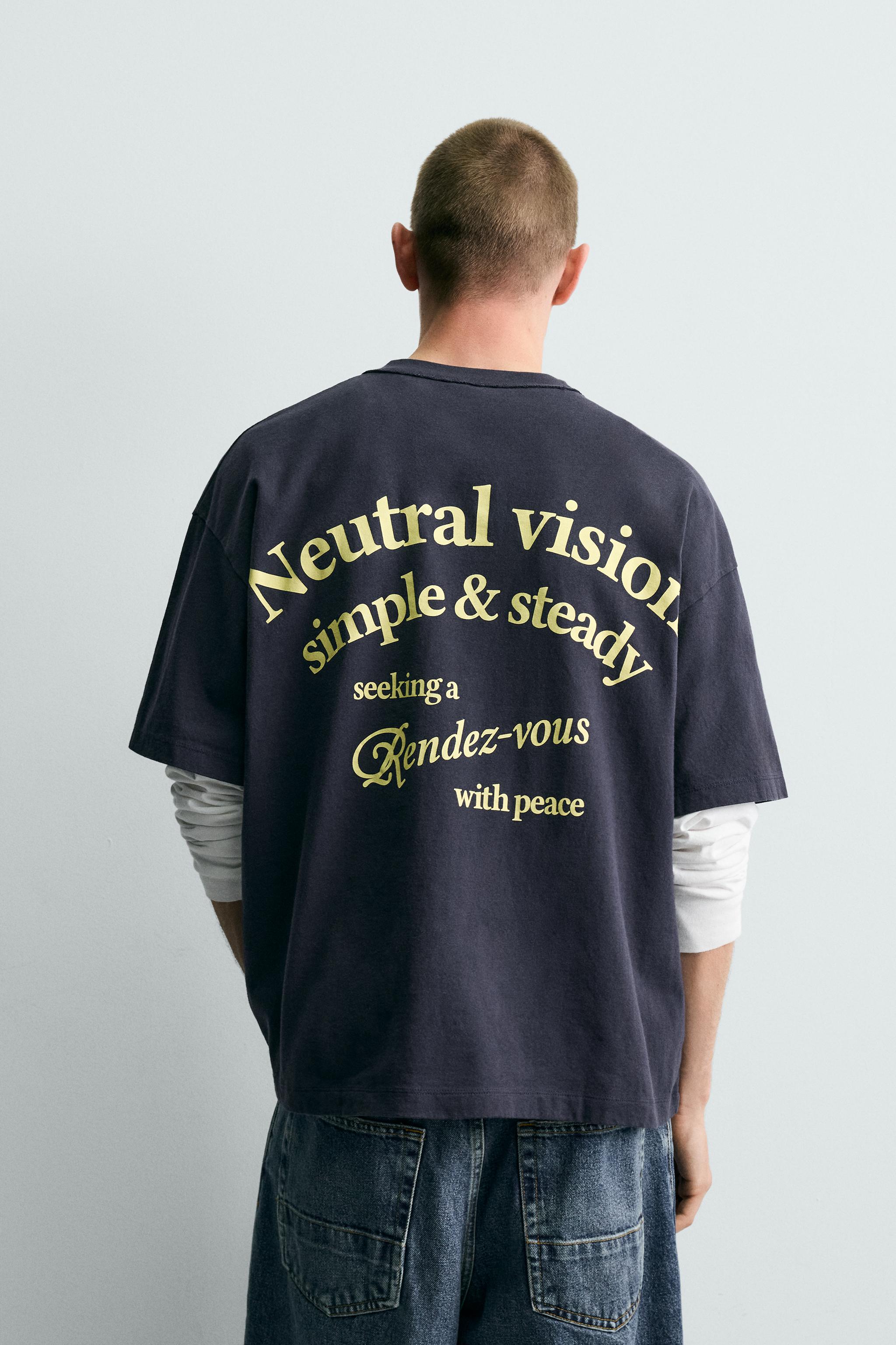 CONTRASTING TEXT PRINT T-SHIRT
