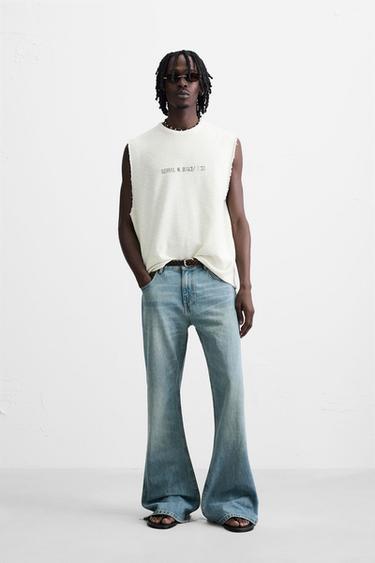 CAMISOLA TANK MALHA ESTAMPADA COM EFEITO LAVADO - Bege da Zara - Imagem 0