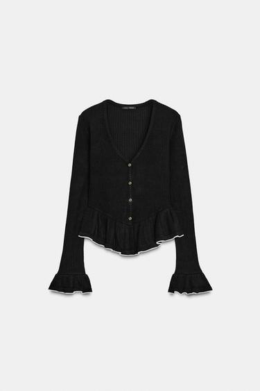 VESTE SOFT À VOLANTS - Noir de Zara - Image 4