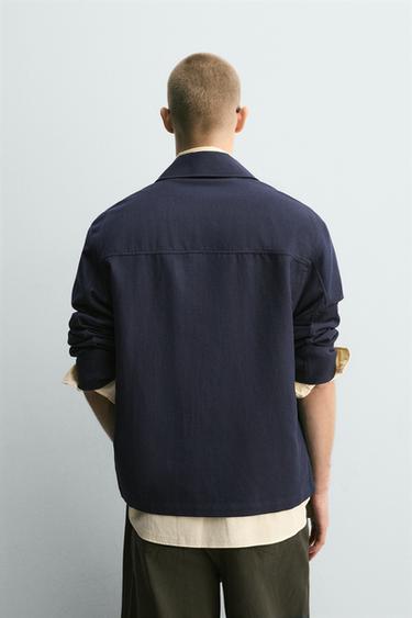 SURCHEMISE RELAXED FIT COTON ET LIN - Bleu marine de Zara - Image 2