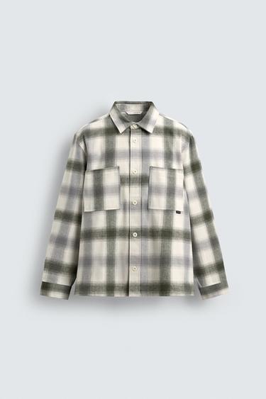 CHEMISE À CARREAUX EN FLANELLE - Vert / Écru de Zara - Image 6