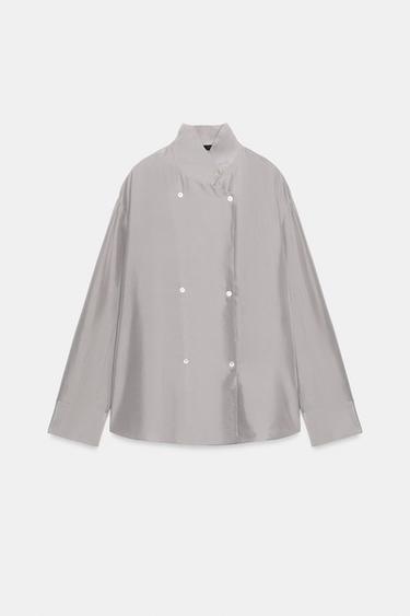 CHEMISE CROISÉE 100% SOIE ZW COLLECTION - Gris de Zara - Image 2