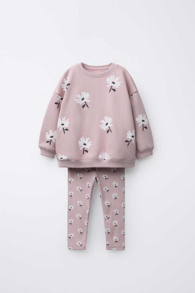 COMPLETO JOGGING FELPA E LEGGINGS A COSTE STAMPATO Lilla ZARA