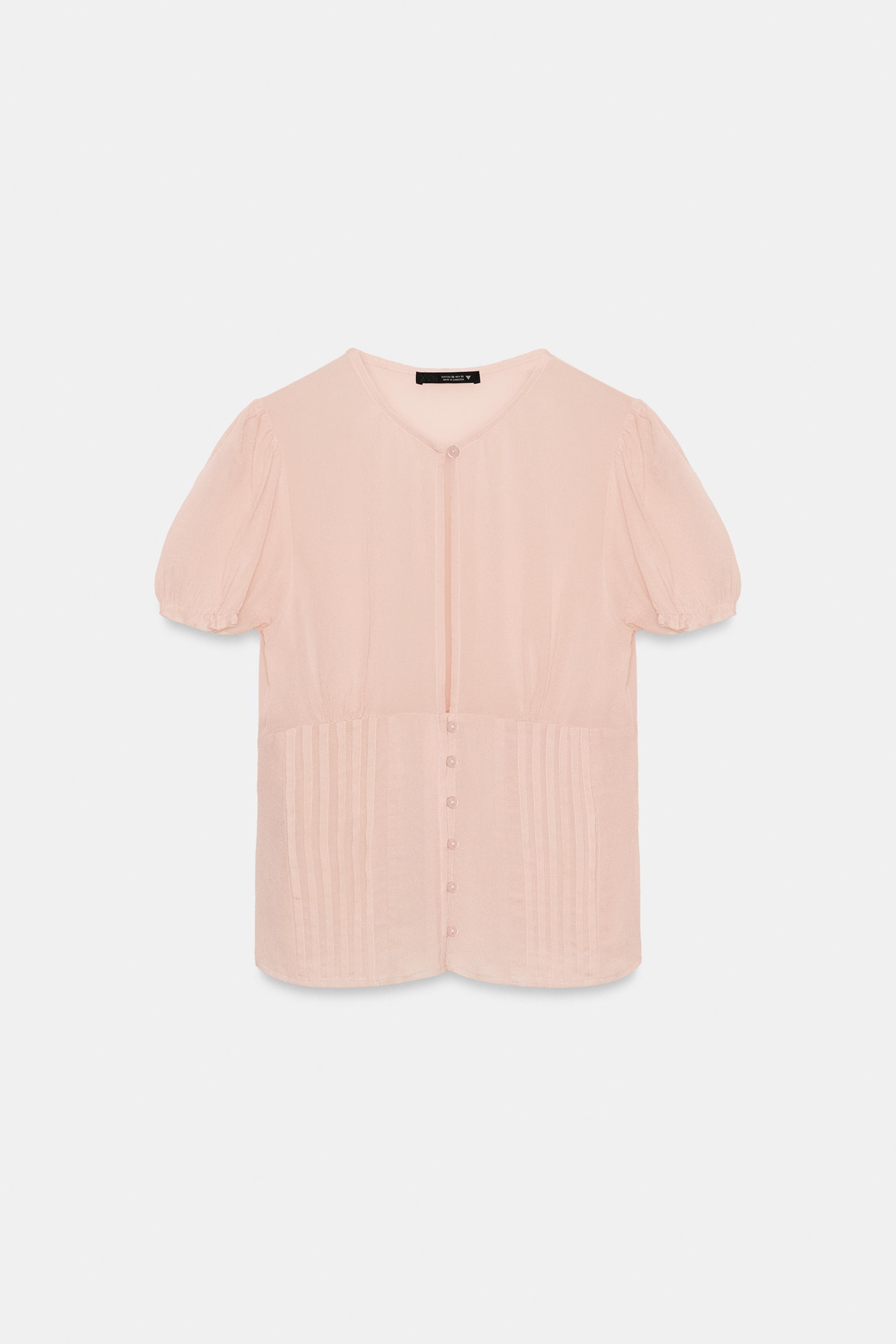 SEMI-SHEER GEORGETTE TOP - Black / White | ZARA United States