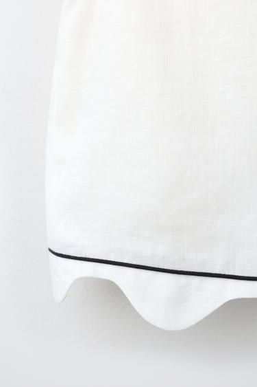 TOP FESTONNÉ LISERÉS CONTRASTE - Écru de Zara - Image 3
