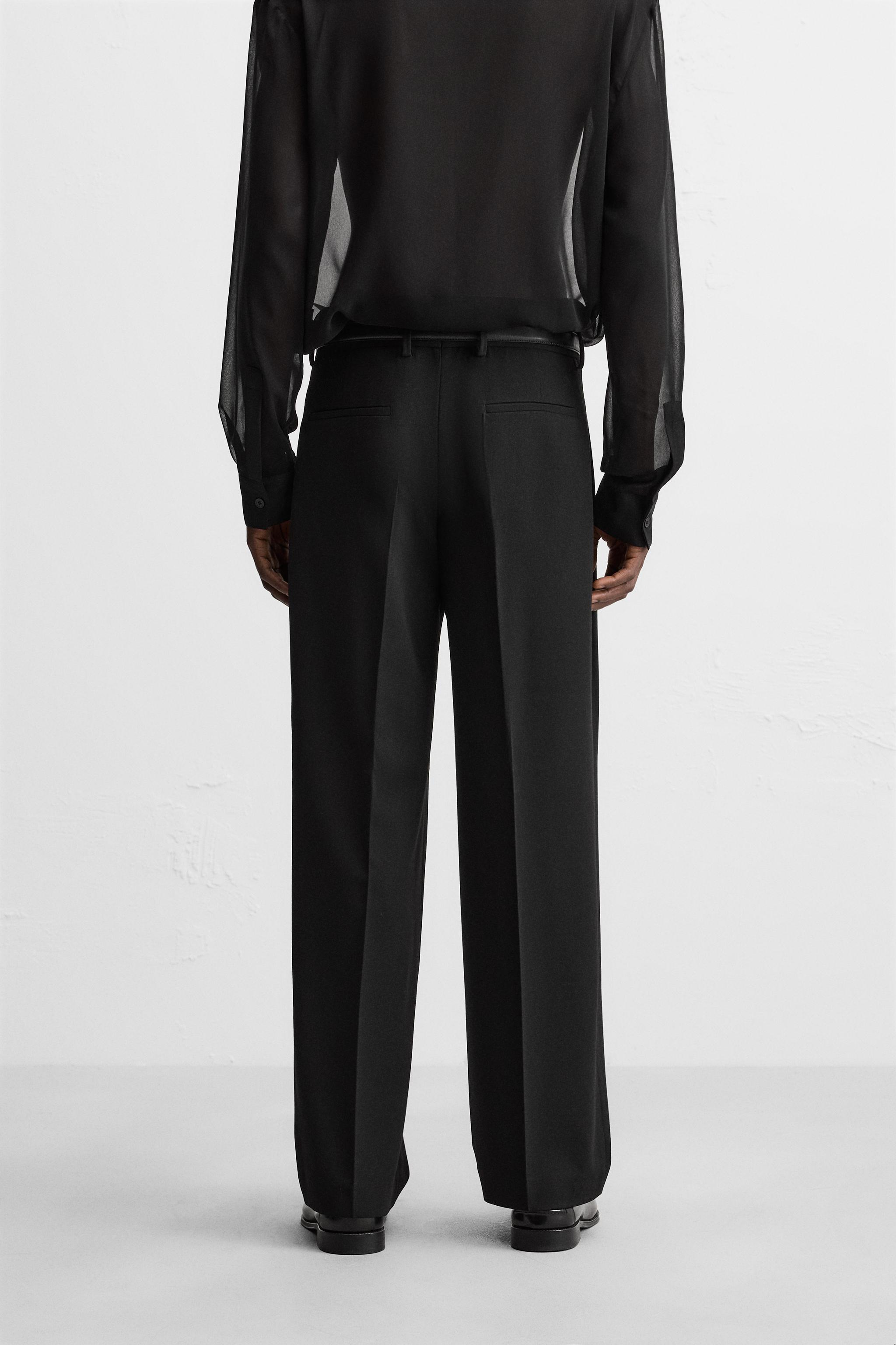 RELAXED FIT PLEATED PANTS - Black | ZARA United States