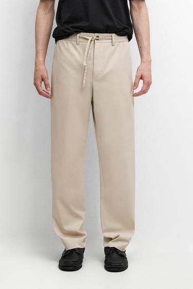Cotton blend jogger fit pants — Beige 2