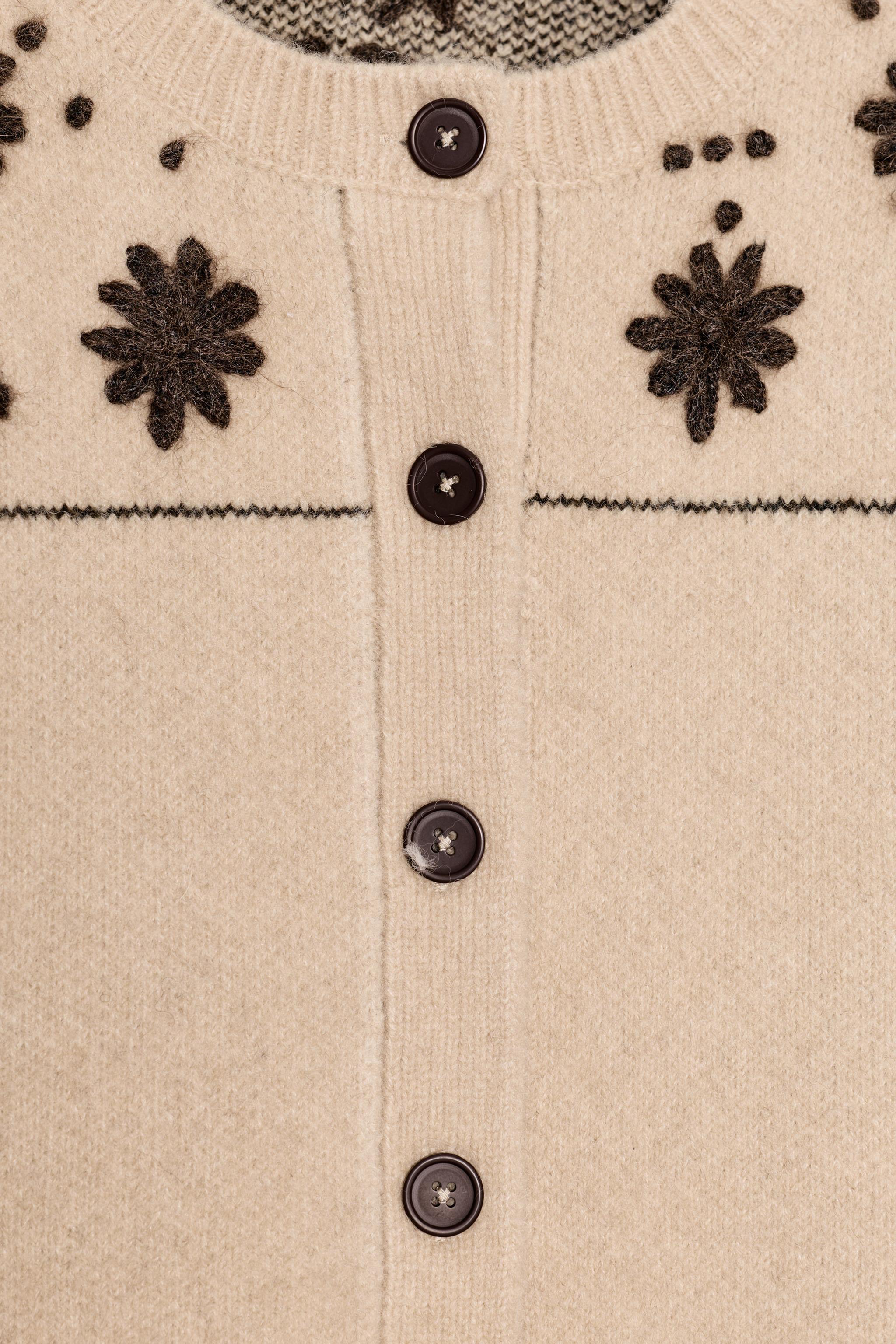 WOOL BLEND JACKET WITH EMBROIDERED FLOWERS AND BELT