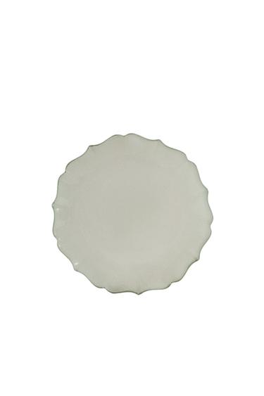 SCALLOPED GLASS DESSERT PLATE - Sea green by Zara
