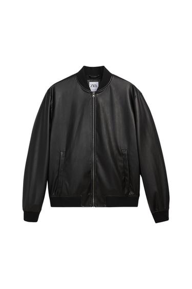 BOMBER ΤΖΑΚΕΤ ΜΕ ΔΕΡΜΑΤΙΝΗ ΥΦΗ