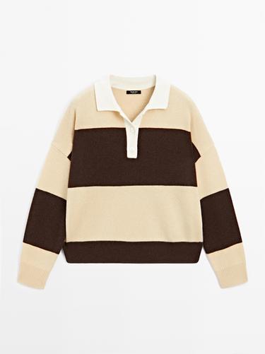 Zara Striped wool blend polo sweater - Yellow