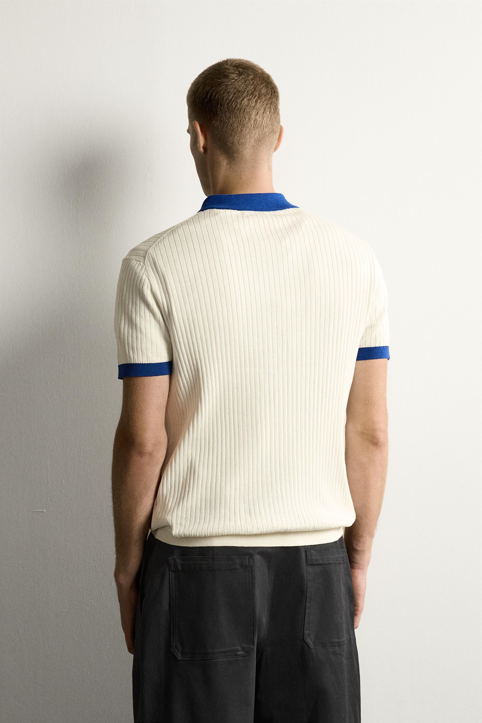 Zara BLOK RENKLİ FERMUARLI TRİKO POLO T-SHIRT görsel 3