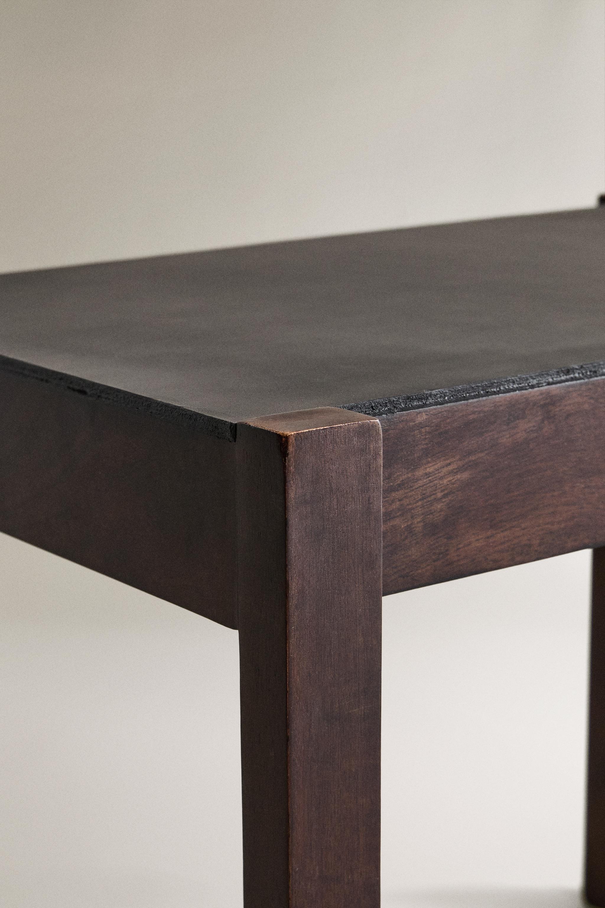 SMALL WOODEN LEATHER SIDE TABLE